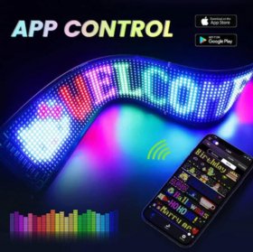 Model 1696 Small Flexible USB 5V Car LED Sign Bluetooth App Control Display Screen Text Pattern Animation LED sign display for Car Windows, Shop, Bar and Entrance Sign