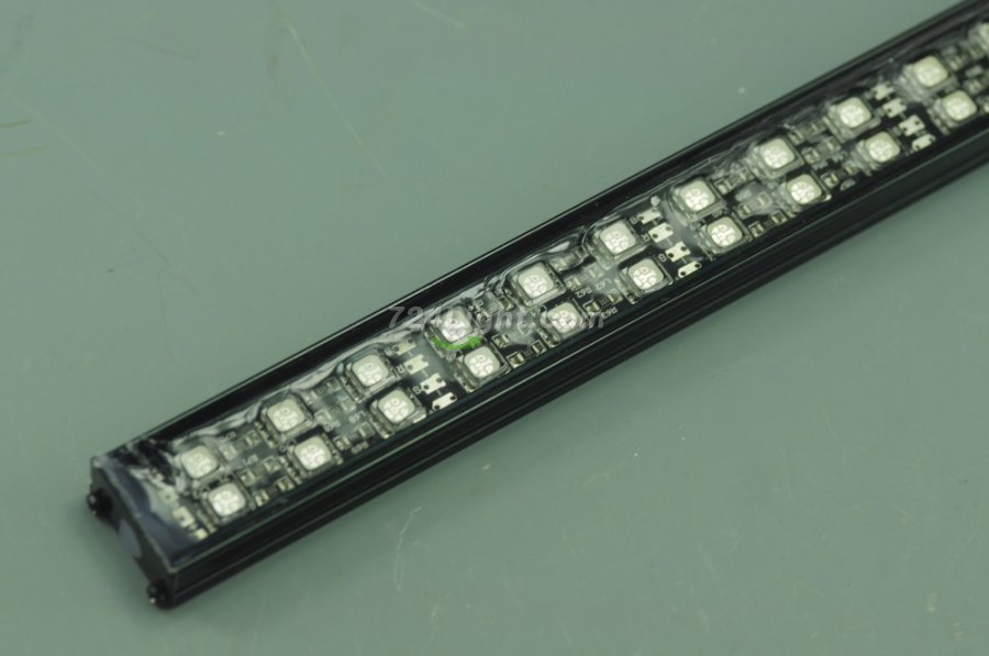 Black Double Row 1.2Meter 48inch 12V Superbright Waterproof 5050 RGB Color Changing LED Rigid Strip Bar 168LEDs