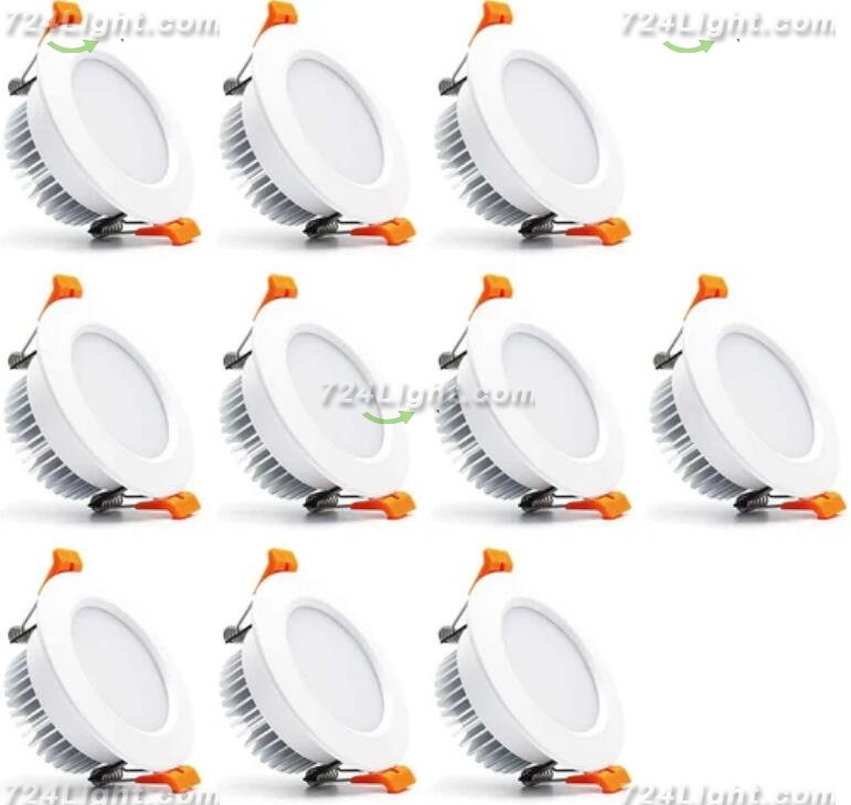 10 Pack 7W 500LM Dimmable Antifog LED Downlight CRI80 Flat Diffuser Ceiling Light -3-3/8'' Cutout