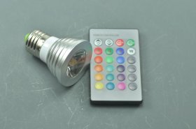 3W LED RGB bulb energy-saving lamp E27 with 24Key IR