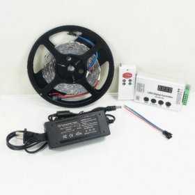TM1914 Addressable Dream Color LED Light Strip, 12VDC 16.4Ft/5M 5050 RGB Pixel LED Strip Kit with 30LED/Mtr