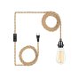 Plug In Hanging Light Fixture, 15ft E26 Bulb Socket with Switch Cord, Industrial Twisted Hemp Rope Headlamp