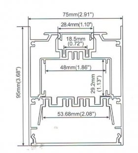 1 Meter 39.4" LED Aluminium Channel 95mm(H) x 75mm(W) suit for max 53mm width strip lightube