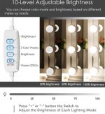 Hollywood Style LED Vanity Mirror Lights Kit with 10 3Colors Adjustable 1.77'' Light Bulbs, Perfect for Makeup Vanity Table Set in Dressing Room