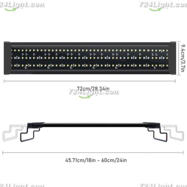 Aquarium LED Light for Freshwater Fish Tank w/ Extendable Bracket, White Blue LED