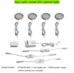 4pcs Pack Round LED Under Cabinet Lighting Stainless Steel LED Puck Light 2W 12VDC, 3 Switches Optional Controllable Puck Light for Motorhome, Caravan, Truck, Kitchen, Wine Cabinet, Wardrobe