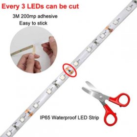 24W UV Black Light LED Strip 16.4FT/5M UV 3528 300LEDs 395nm-405nm Waterproof LED Strip Light for Night Fishing,Party w/ 12V 2A Power Supply