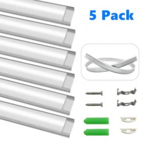 5Pack 1Meter (40'') Ultra-Thin Silver Bendable Aluminum Channel System for LED Strip Installations