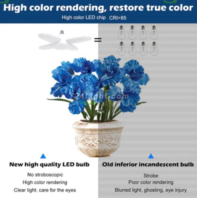 60W LED Shop Light Deformable LED Garage Lights CRI80+ 6000LM 6500K White 400W Equivalent