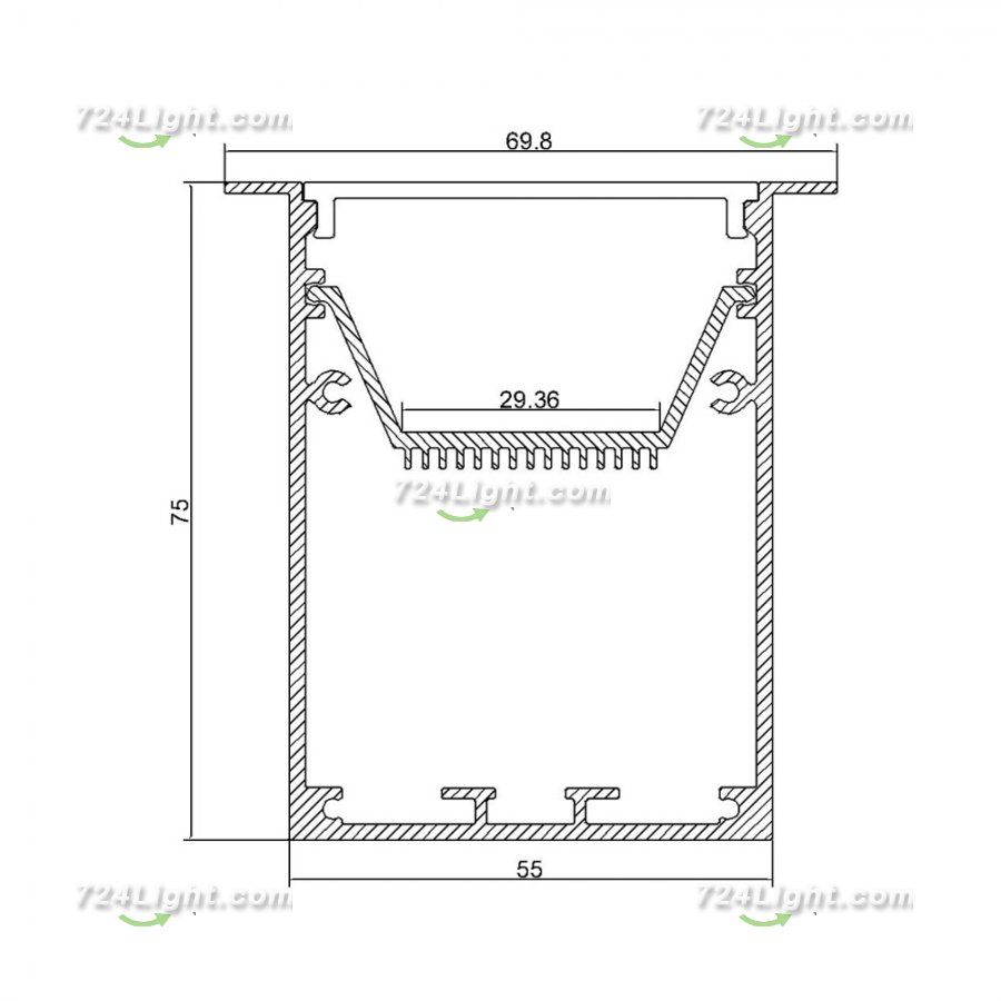 LED Aluminium Channel 1 Meter(39.4inch) Recessed Aluminum LED profile with flange LED Channel For 5050 5630 Multi Row LED Strip Lights