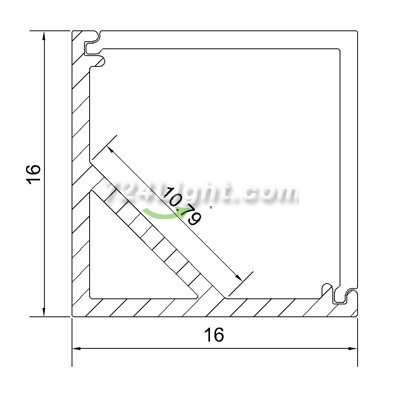 Wholesale LED U Rectangle Aluminium Channel PB-AP-GL-005 1 Meter(39.4inch) 16 mm(H) x 16 mm(W) For Max Recessed 10mm Strip Light LED Profile