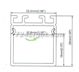LED Aluminium Extrusion Recessed LED Aluminum Channel 28mm x 25.4mm suit for max 22.8mm width strip light