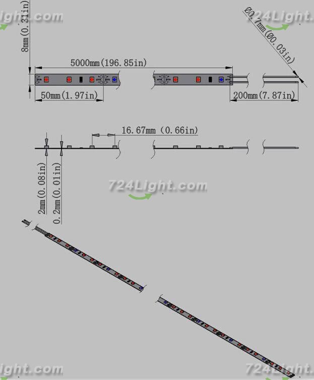 Plant Growth RED:BLUE /660nm:460nm LED Grow Light SMD2835 60LEDs 12V 12W Per Meter Strip