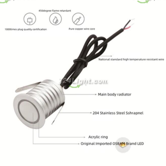 8 PCS Pack DC12V-24V 1W/3W IP67 Outdoor Waterproof LED Wall Light Corridor Ladder Step LED Lights
