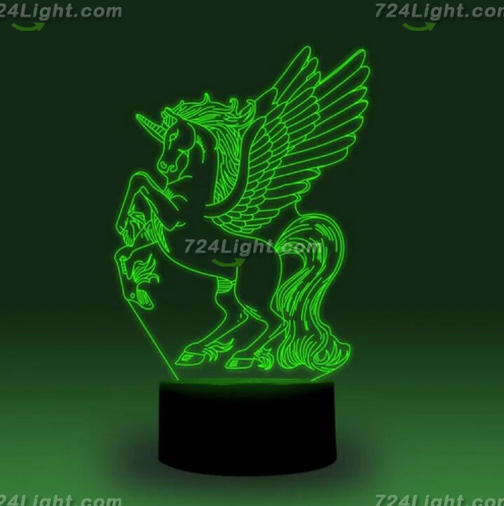 Animal Images 3D Illusion LED Night Light w/ 16 Colors Remote Touch Switch Adjustable Brightness for Kids Bedroom Decoration