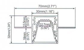 PB-AP-GL-3030-R2 LED Aluminium Channel Recessed Aluminum 32mm(H) x 70mm(W) suit for max 12.7mm width strip light