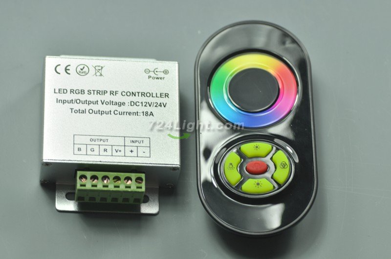 LED RGB Strip Controller w/ Sync-able RF Touch Controller Color Remote 18A