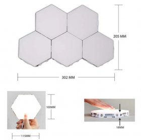 6 Pack Hexagonal LED Wall Light, DIY Modular Touch Sensitive Lights LED Night Light