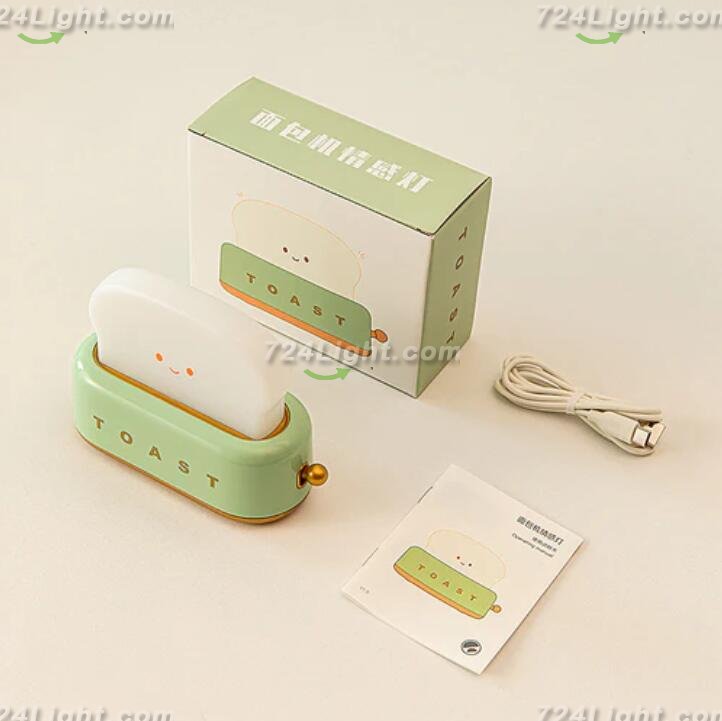 2pcs Pack (1Green+1Pink) Dimmable LED Toast Night Light Rechargeable Desk lamp with Timer for Baby Girls Boys