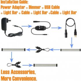 3pcs Pack Silver Finish LED Under Cabinet Lighting Kit Dimmable CRI90 Ultra Thin SMD2835 12V 15W 900 Lumens with Dimmer & Power Supply Included