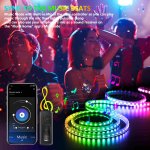 50Ft LED Strip Lights Music Sync Color Changing RGB LED Strip 44-Key Remote, Sensitive Built-in Mic, App Controlled LED Lights Rope Lights, 5050 RGB LED Light Strip(APP+Remote)