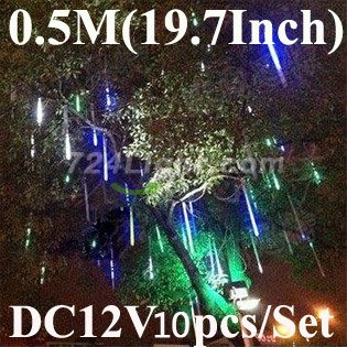 0.5M Meteor Shower Rain Tubes Christmas Decorative String Light Led Lamp DC 12V Holiday Light 10pcs/Set