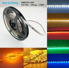 12V SMD335-300 Side View Flexible LED Strips 60 LEDs Per Meter 8mm Wide FPCB LED Tape