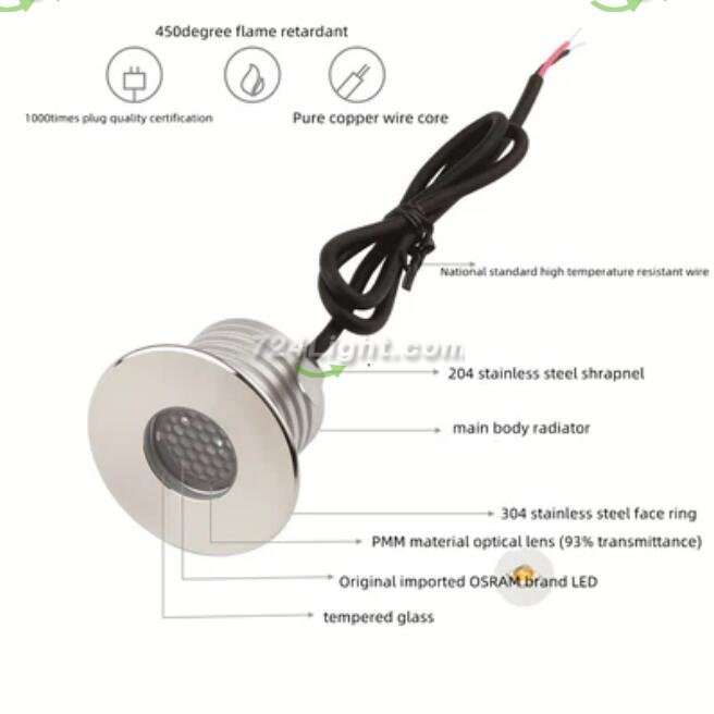 6PCS Pack 3W DC12V-24V IP67 Anti-Glare Mountable Outdoor Underground Light Stainless Steel Dimmable Honeycomb Step Light