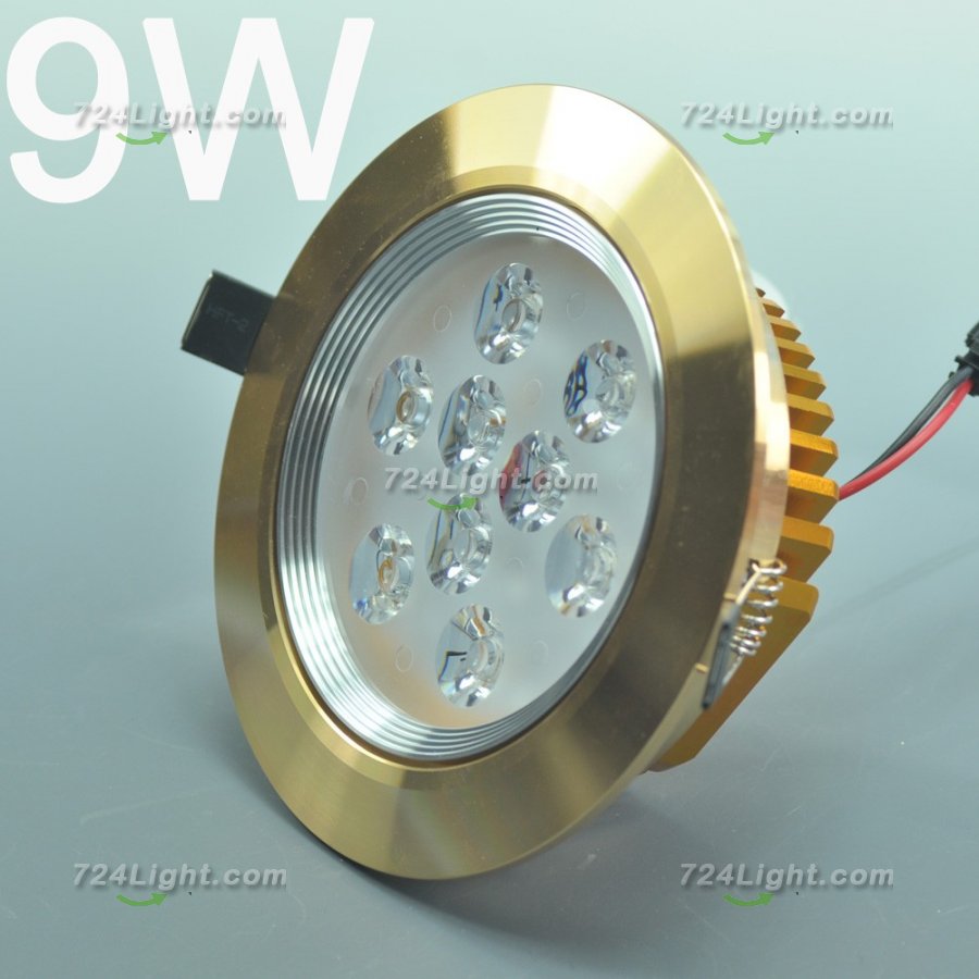 9W CL-HQ-03-9W Recessed Ceiling light Cut-out 114mm Diameter 5.5\" Gold Recessed Dimmable/Non-Dimmable LED Downlight
