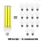 LED Corn Light Bulb 50W, Daylight White 5500K, 4500Lumens, E26/E27 Base, COB LED Chips (210Pcs), for Indoor Outdoor Garage Factory Warehouse