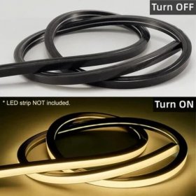 16.4FT(5Meters) 10*10mm 120° Top Emitting IP67 Waterproof Flexible Full Black Silicon LED NEON Tube Housing Fit for 6mm Wide LED Strip Light