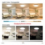 36W 19.68 inch (500mm) odern LED Flush Mount Ceiling Light Fixture Round Acrylic Shade White Finish Mushroom Shape and CCT changable with RF control