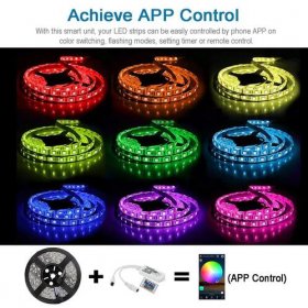 16.4ft（5Mtrs) 300LED SMD5050 RGB LED Light Strip Kit Music Sync, IR Remote, WiFi APP Controlled, Alexa Compatible