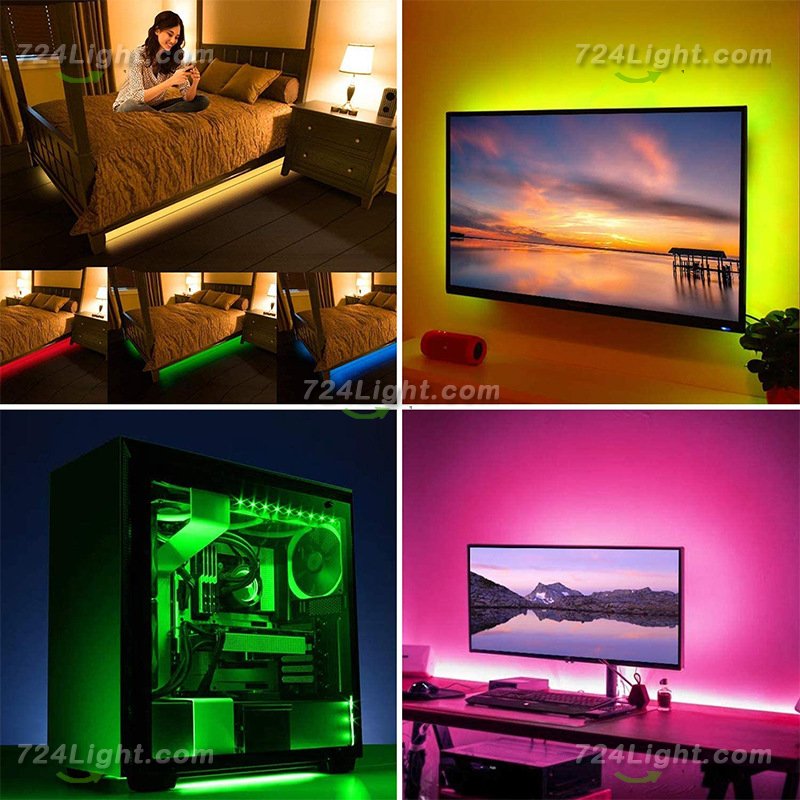 LED 5050 Light Strip RGB 24 Key Remote Control TV Light Strip Set Colorful Waterproof Interior Decoration Atmosphere Light Strip