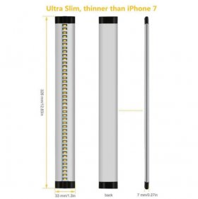 1 PACK 7mm Thick Silver Finish LED Under Cabinet Lighting Dimmable Kit CRI90 300LM SMD2835 12V 5W with Dimmer & Power Supply Included