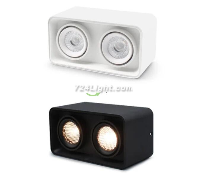 2PCS Pack 7W/10W AC110-AC220V Dual-Head Square LED Downlight Anti-glare LED Spotlight for Living Room Home Ceiling Aisle Lighting