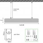 5 Pack H4075 Big Aluminum Extrusion Channel for Suspension Mounting Linear Office Lighting System