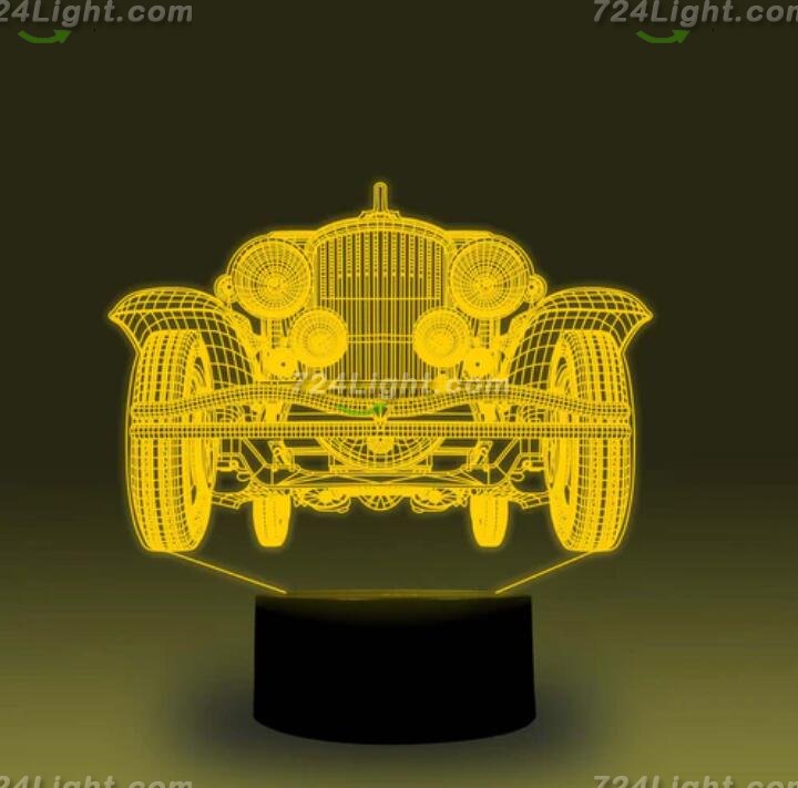 Transportation Images 3D Illusion LED Night Light w/ 16 Colors Remote Touch Switch Adjustable Brightness for Kids Bedroom Decoration
