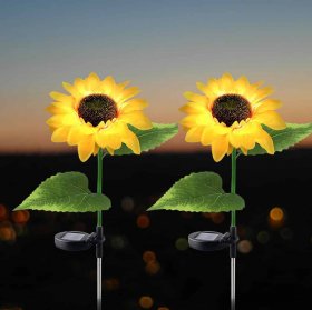 Solar LED Sunflower Lights for Your For Garden, Patio, Yard, Landscape Decor - 2 Pack