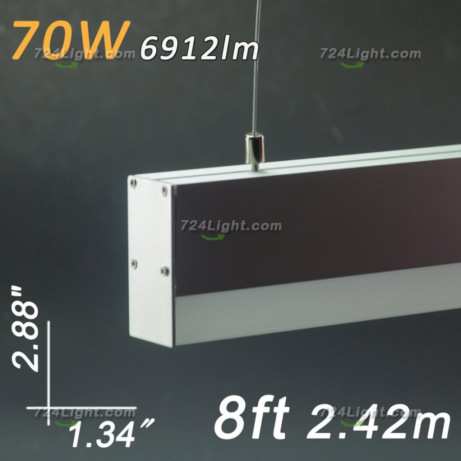 Linear Suspension Lighting 8ft 2.4 Meter 2.88\" x 1.34\" 70W AC120-277V