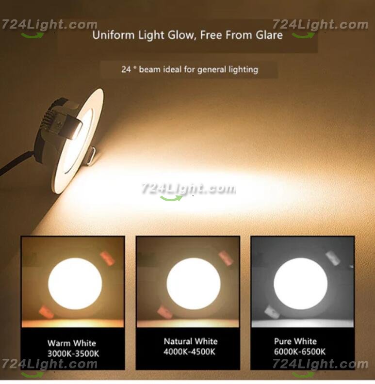 1inch Thick Low Profile LED Downlight 3W 2'' CRI80 Anti-glare Diffuser Ceiling Light