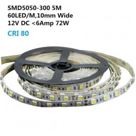 DC 12V Dimmable SMD5050-300 Flexible LED Strips 60 LEDs Per Meter 10mm Width 900lm Per Meter