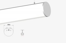1 Meter 39.4” LED Suspended Tube Light LED Aluminum Channel Diameter 60mm suit 30mm Flexible LED Strips