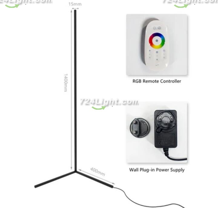 RGB Corner Floor Lamp Nordic Modern LED Floor Lamp Ambient Light w/ Remote Controller