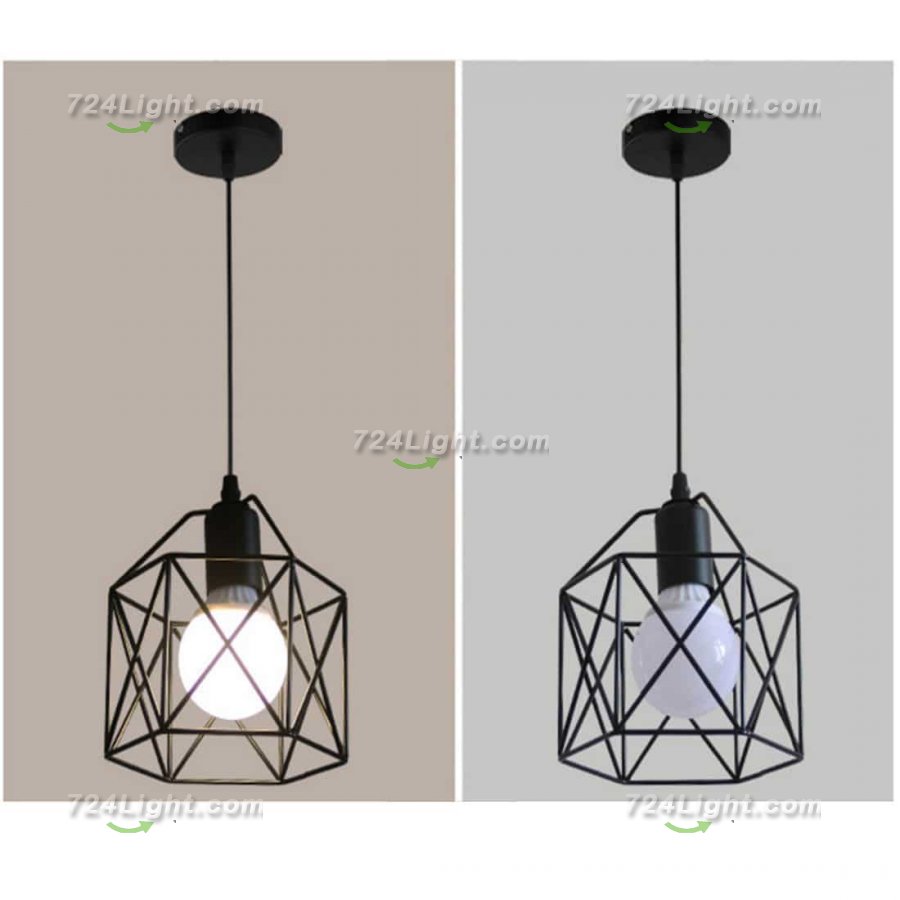 Industrial Pendant Light Black Cage Metal,for Dining Room, Bedroom, Kitchen, Hallway