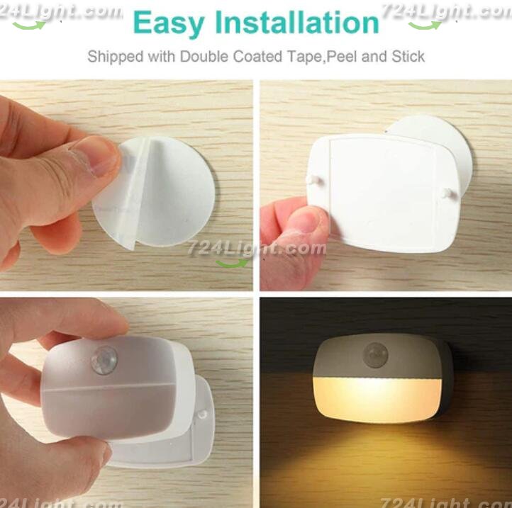 4Pack PIR Motion Sensor LED Night Light, Motion Activated Under Cabinet Light, Battery Operated Stick-on Anywhere Motion Activated for Kitchen Stairway (Battery not included)