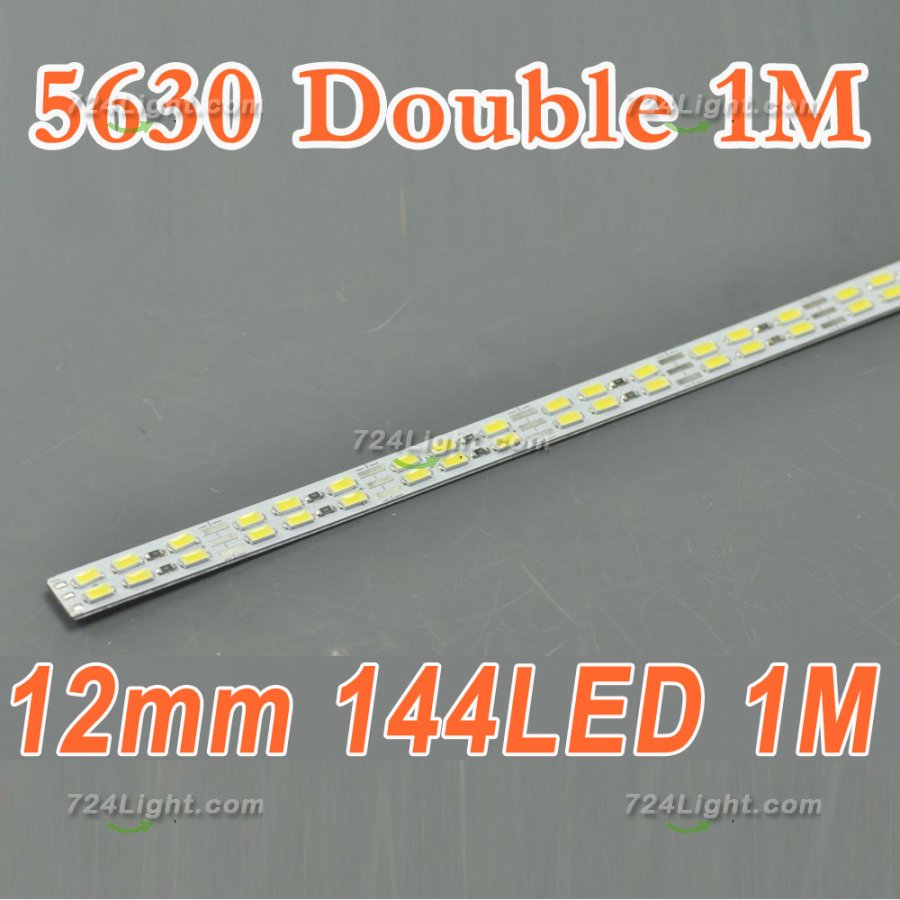 Double Row 39.3inch 5630 Rigid LED Strips Double Color Temperature 144LED 1M 12mm 12V DC Aluminium Rigid Strip Bar light