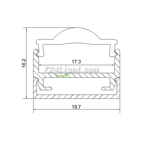 LED aluminum Channel with Clear Lenses Diffuser (WxH):16.9 mm x 6.1mm 1 meter (39.4inch) LED Profile