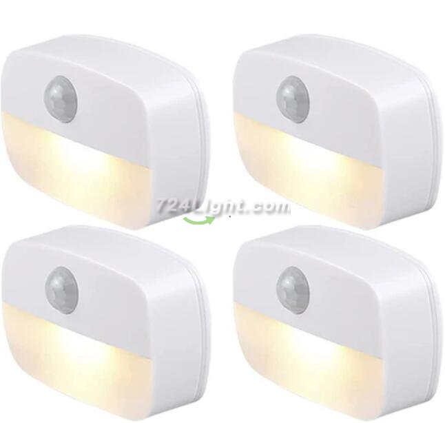 4Pack PIR Motion Sensor LED Night Light, Motion Activated Under Cabinet Light, Battery Operated Stick-on Anywhere Motion Activated for Kitchen Stairway (Battery not included)