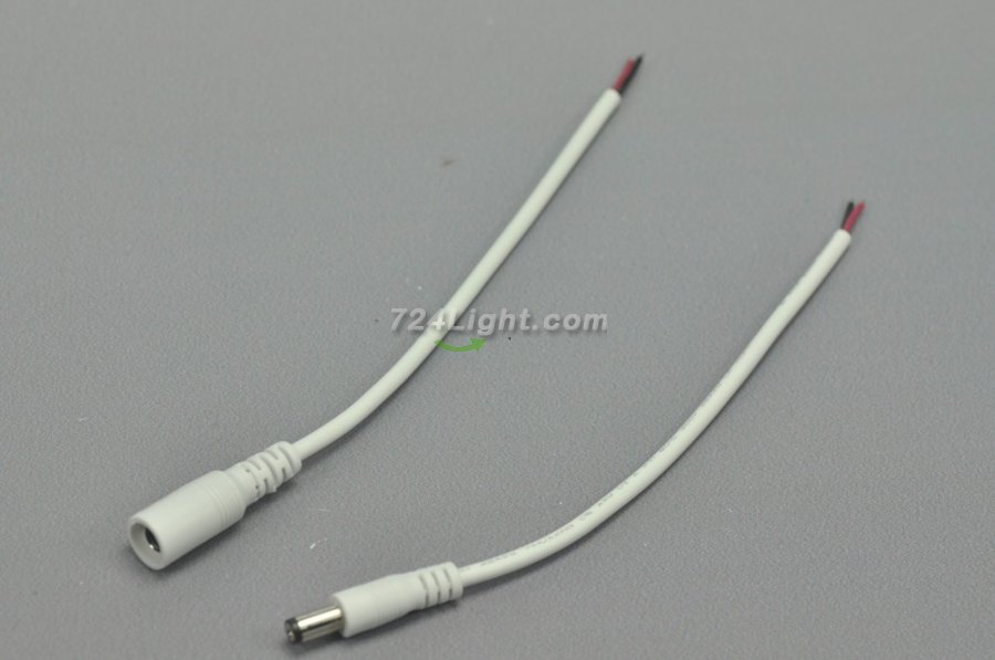 Wholesale White DC Connector 22 AWG 16cm Female Male LED Power Supply DC Cable Cord For LED Strip Light